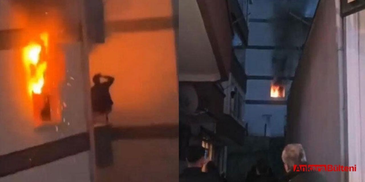 Yanan evinin balkonunda alkol almaya devam etti!