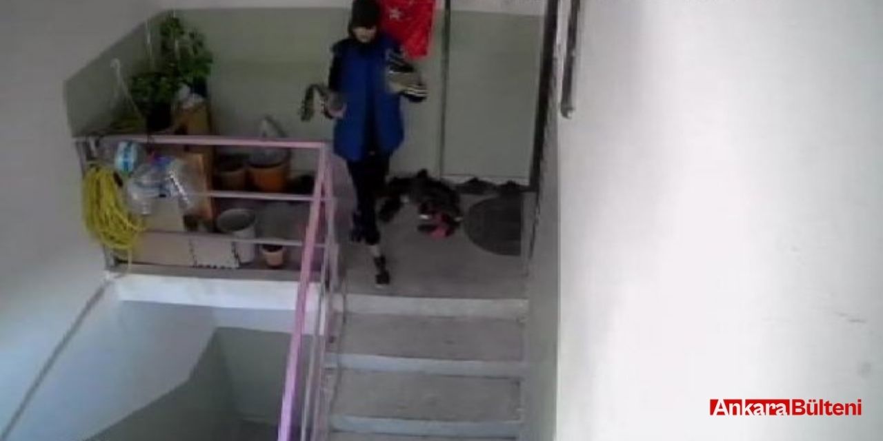 Ankara'da ayakkabı hırsızlığı kameralara yansıdı